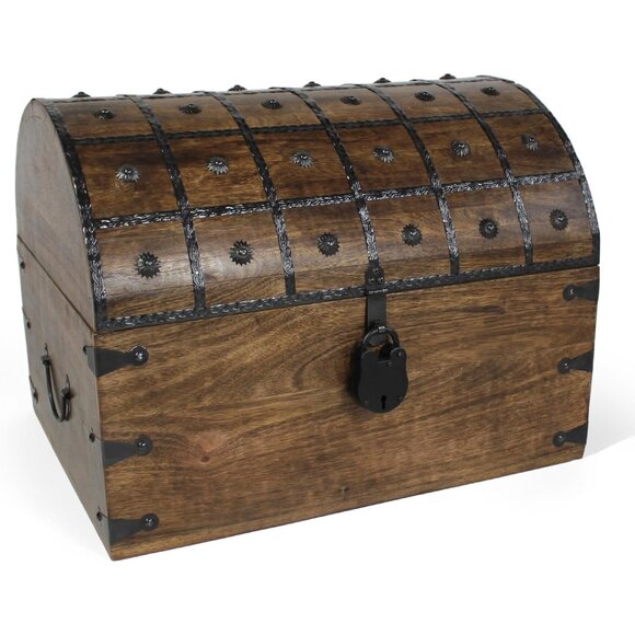 Other - Handmade Pirate Treasure Chest for Kids Prizes & Classroom with Lock and Skeleto